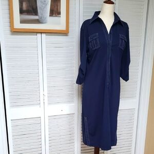 Express Navy Dress with White Contrast Stitching